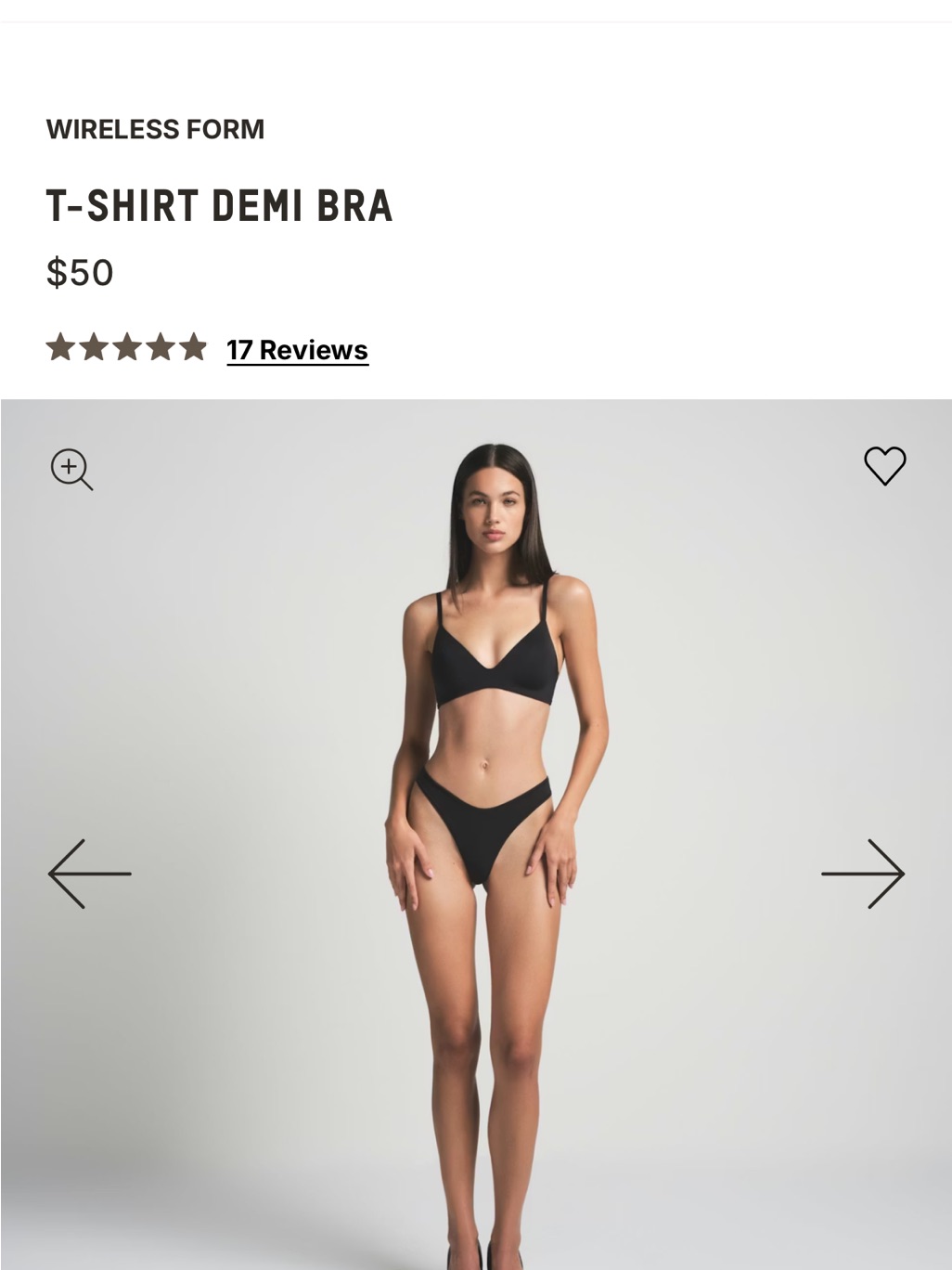 Skims Black T-Shirt Demi Bra